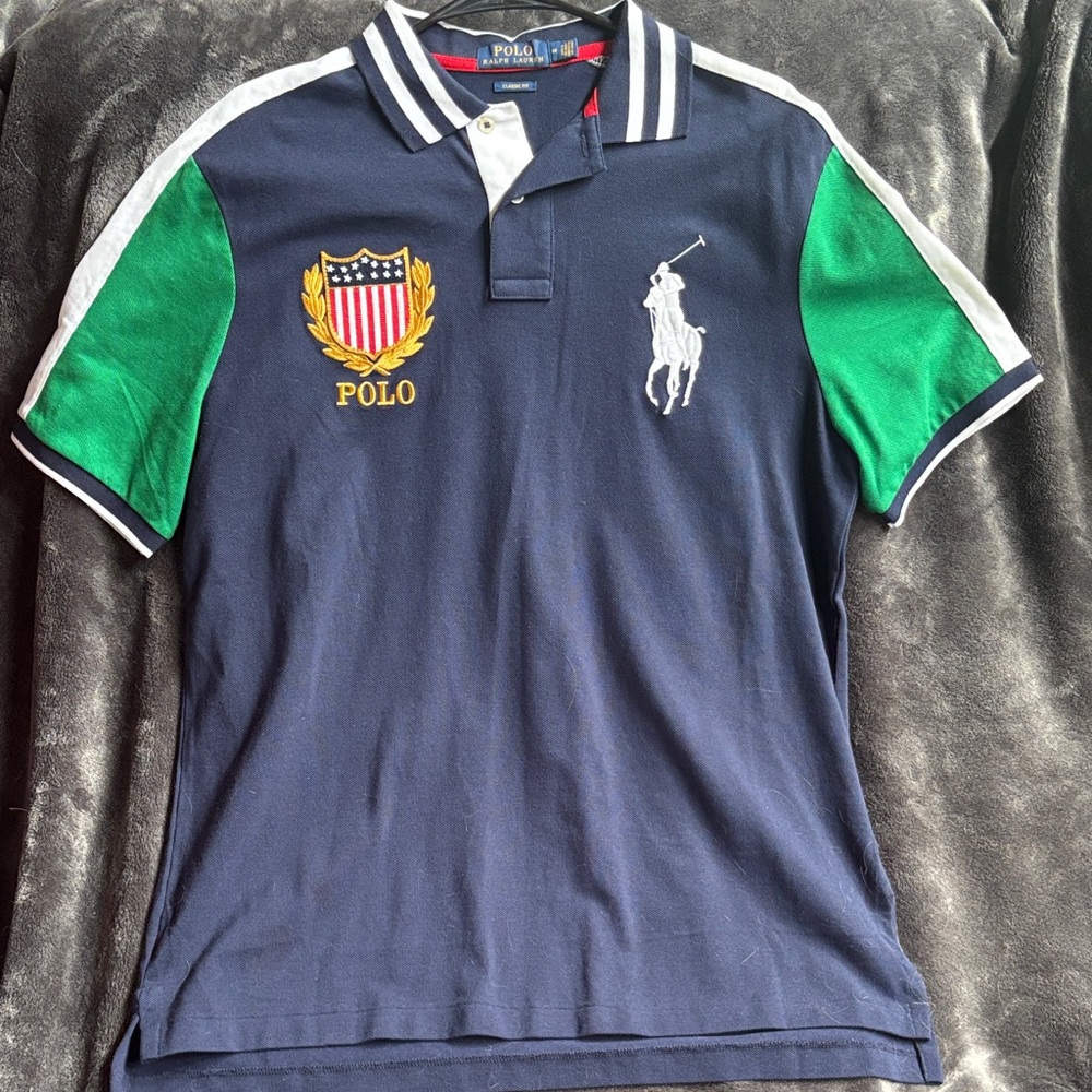 Polo by Ralph Lauren Blue Shirt with Gold Emblem